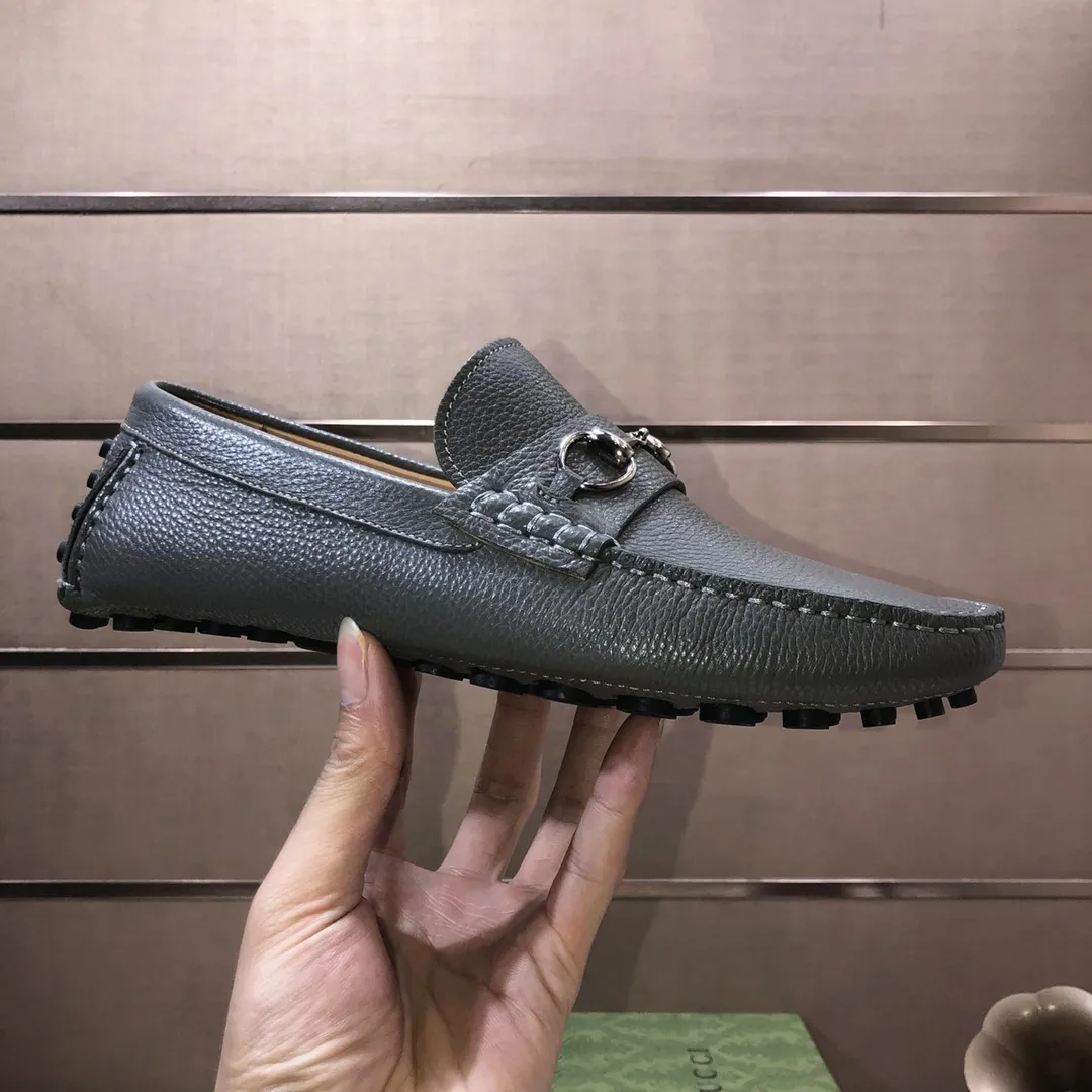 Men's Men's Shoes💰420💰[Gucci GUCCI] (High-end Niuli) New 🍀Gucci*-Gucci Peas Shoes! Made of imported original cowhide, the inner top layer is comfortable cowhide lining! Original wear-resistant rubber outsole! High quality products! Code number 38-44!